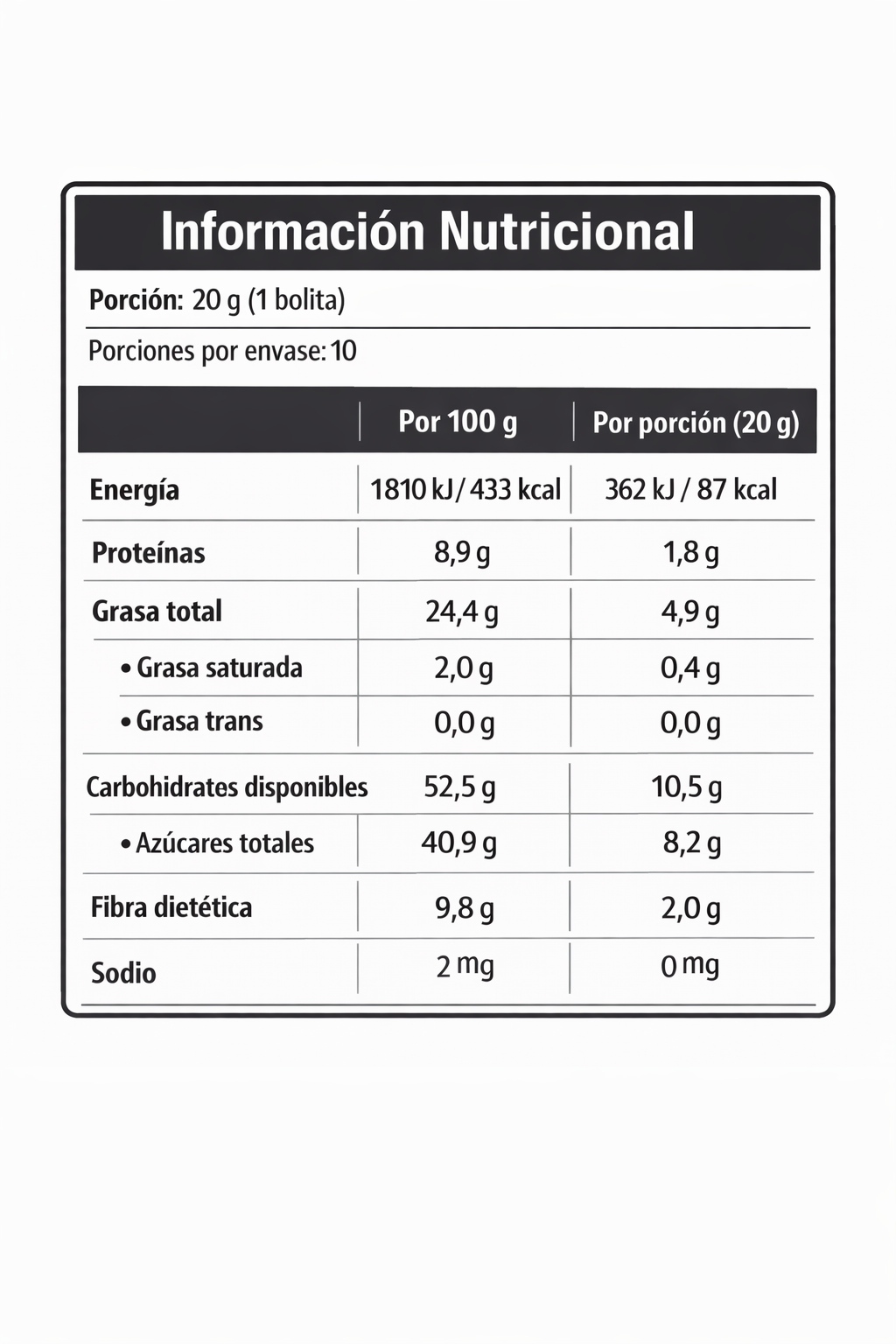 Naranja Cacao Energy Balls - 10 un.